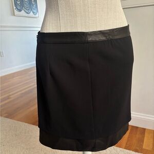 Alice + Olivia Black Mini Skirt with Leather Accents